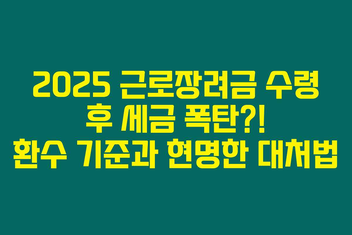 2025 근로장려금 수령 후 세금 폭탄?! 환수 기준과 현명한 대처법 2025 근로장려금 수령 후 세금 폭탄?! 환수 기준과 현명한 대처법