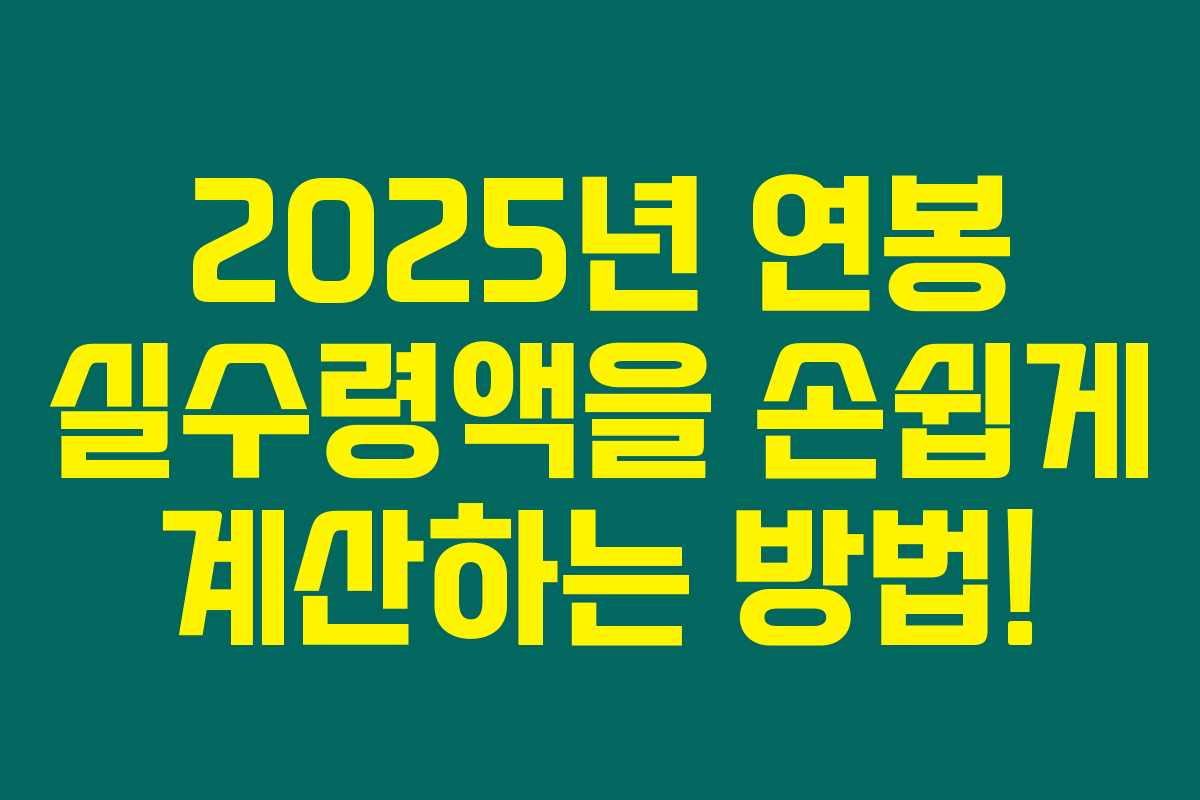 2025년 연봉 실수령액을 손쉽게 계산하는 방법! 2025년 연봉 실수령액을 손쉽게 계산하는 방법!
