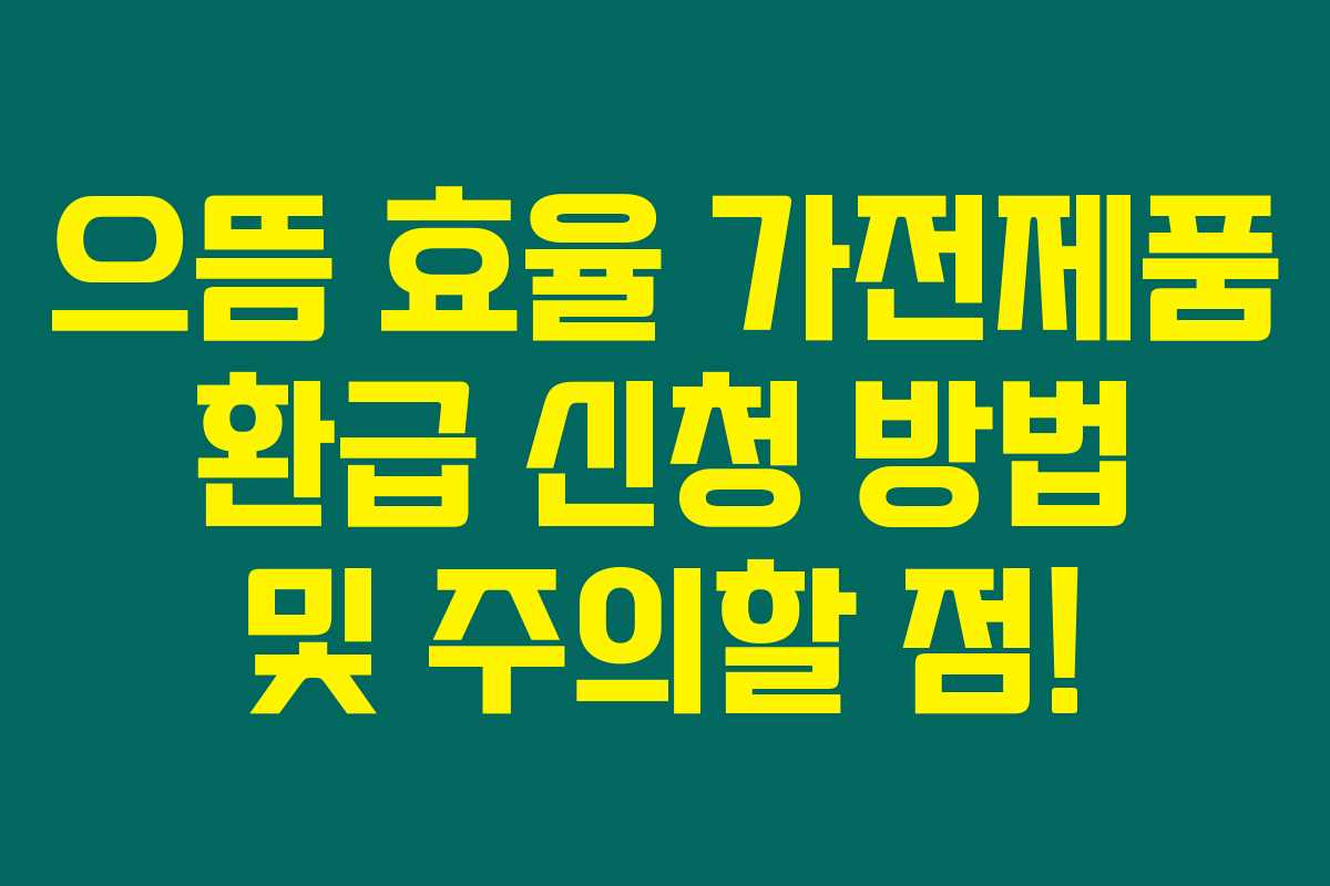 으뜸 효율 가전제품 환급 신청 방법 및 주의할 점! 으뜸 효율 가전제품 환급 신청 방법 및 주의할 점!