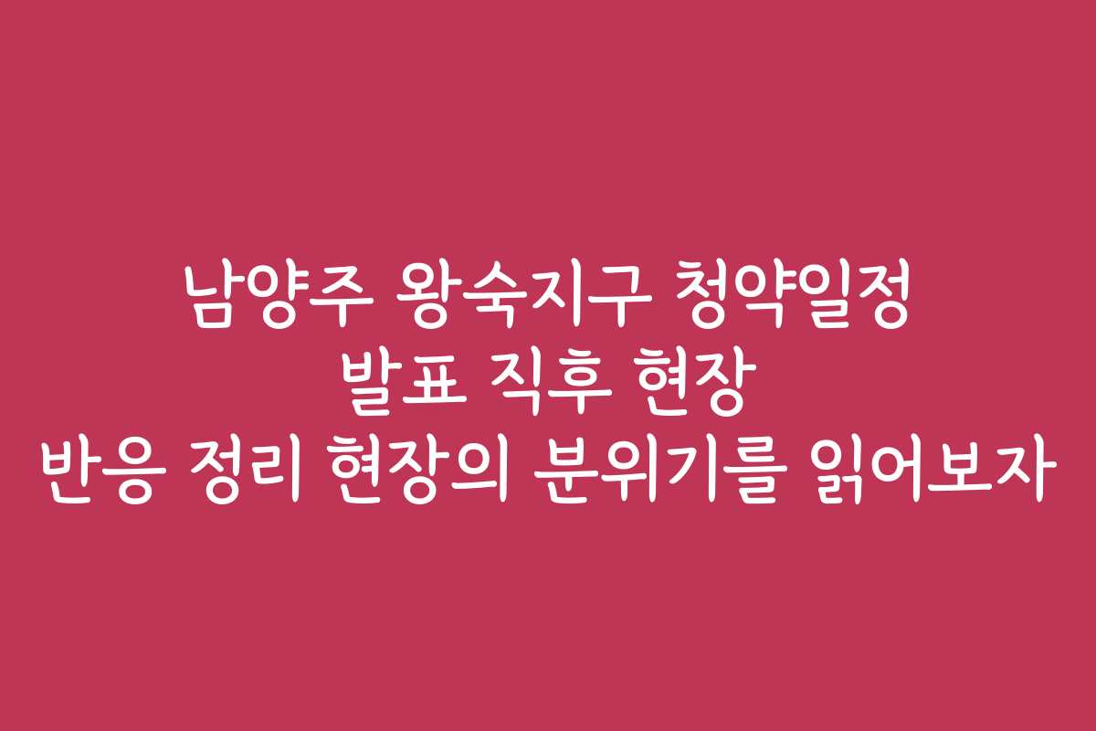 남양주 왕숙지구 청약일정 발표 직후 현장 반응 정리 현장의 분위기를 읽어보자