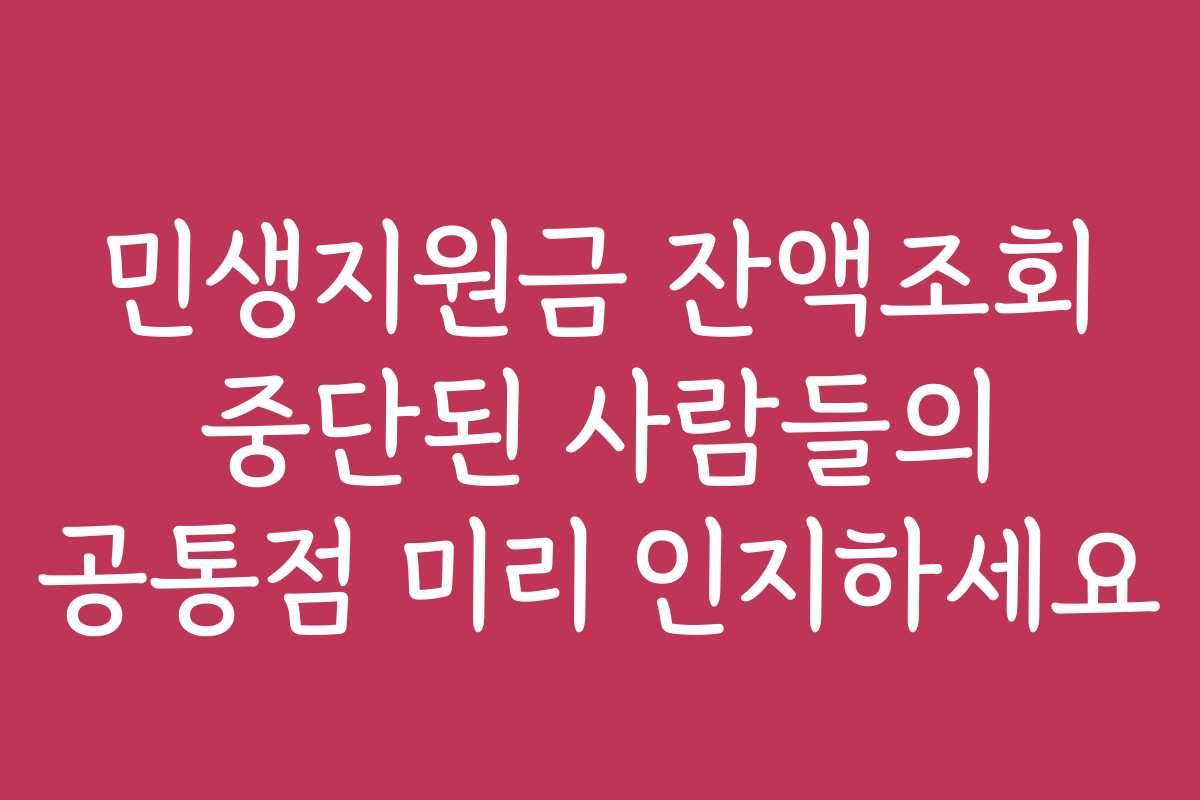 민생지원금 잔액조회 중단된 사람들의 공통점 미리 인지하세요