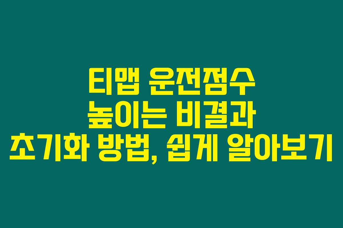 티맵 운전점수 높이는 비결과 초기화 방법, 쉽게 알아보기 티맵 운전점수 높이는 비결과 초기화 방법, 쉽게 알아보기