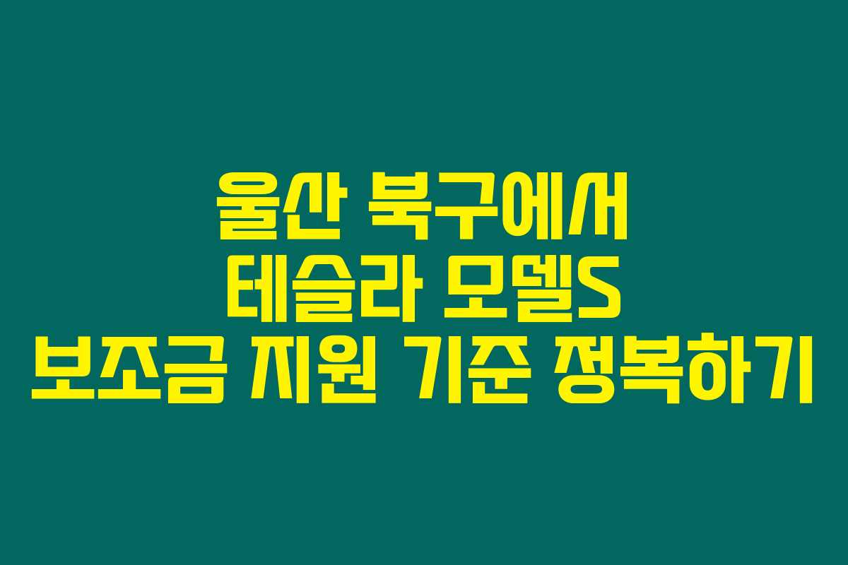 울산 북구에서 테슬라 모델S 보조금 지원 기준 정복하기 울산 북구에서 테슬라 모델S 보조금 지원 기준 정복하기