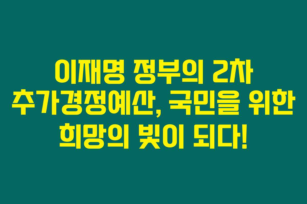 이재명 정부의 2차 추가경정예산, 국민을 위한 희망의 빛이 되다! 이재명 정부의 2차 추가경정예산, 국민을 위한 희망의 빛이 되다!