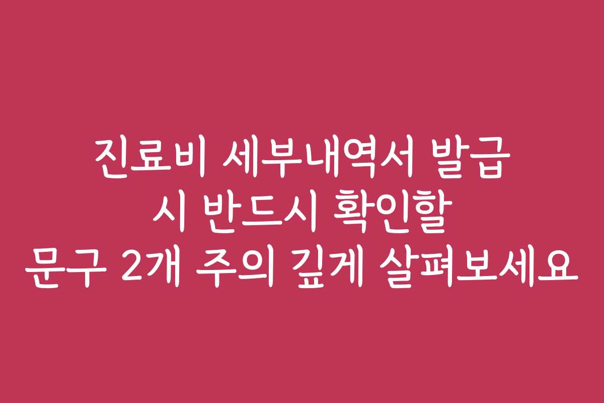진료비 세부내역서 발급 시 반드시 확인할 문구 2개 주의 깊게 살펴보세요