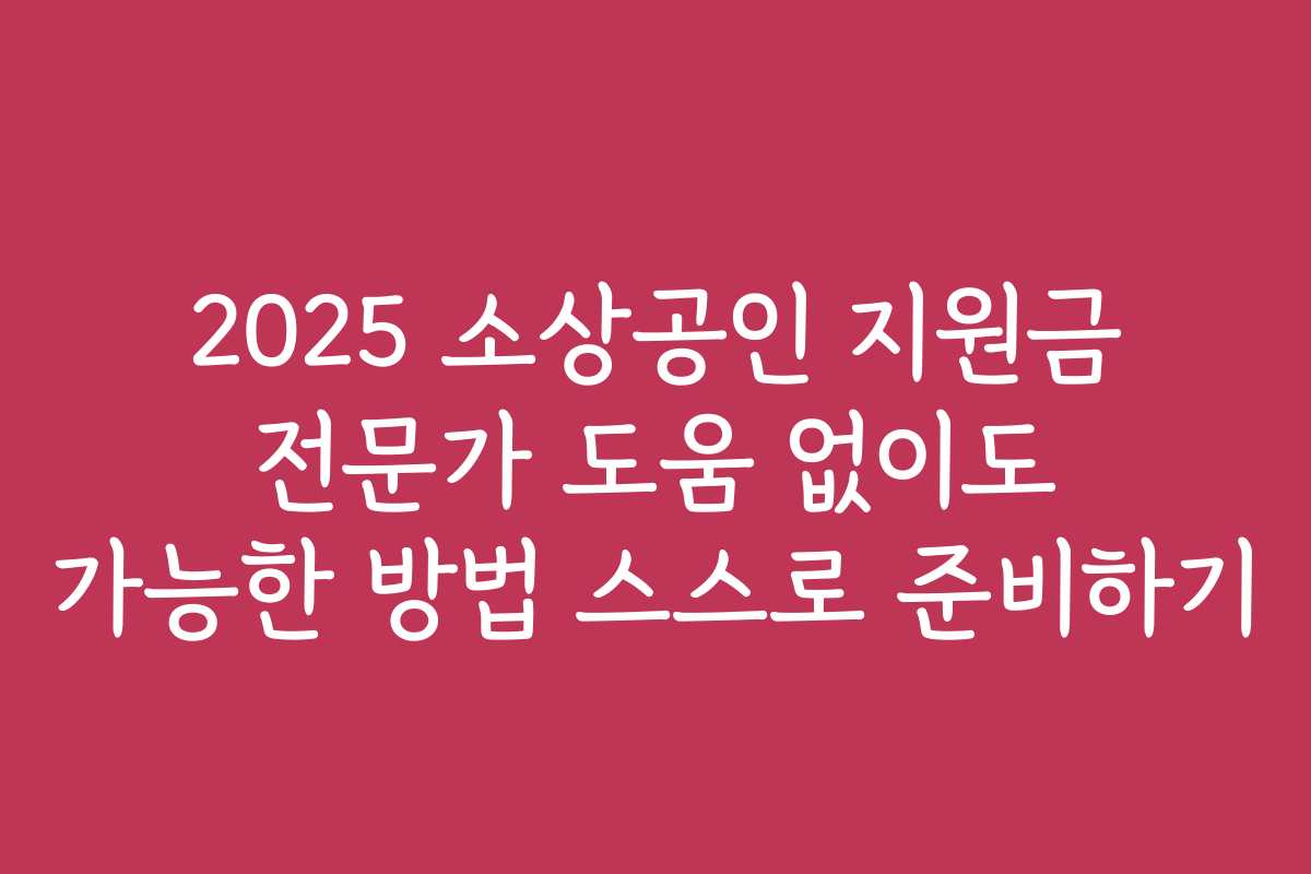 2025 소상공인 지원금 전문가 도움 없이도 가능한 방법 스스로 준비하기