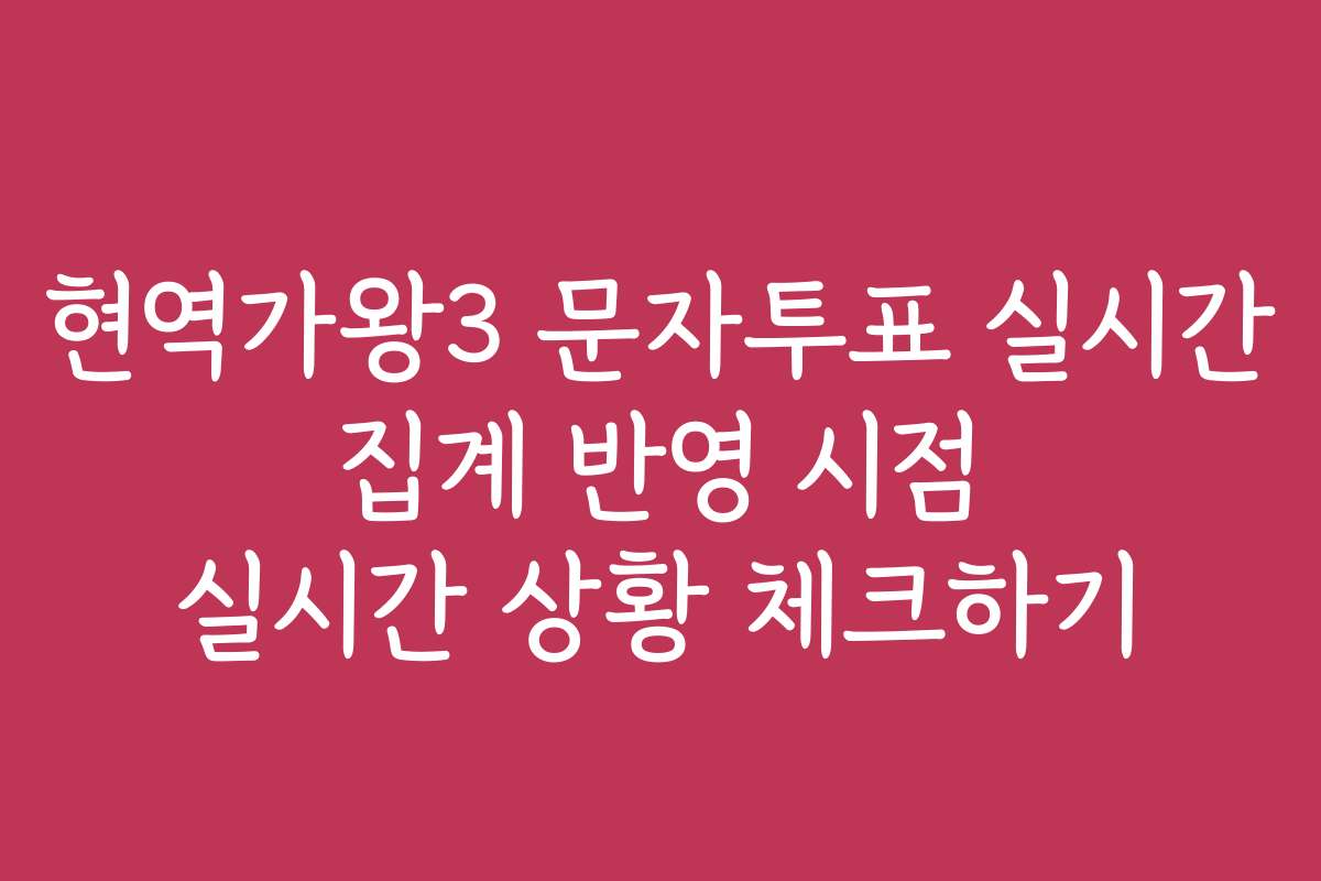 현역가왕3 문자투표 실시간 집계 반영 시점 실시간 상황 체크하기