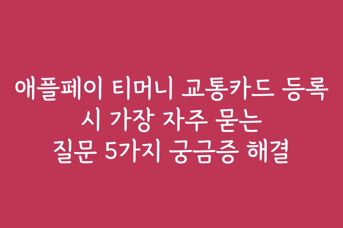 애플페이 티머니 교통카드 등록 시 가장 자주 묻는 질문 5가지 궁금증 해결