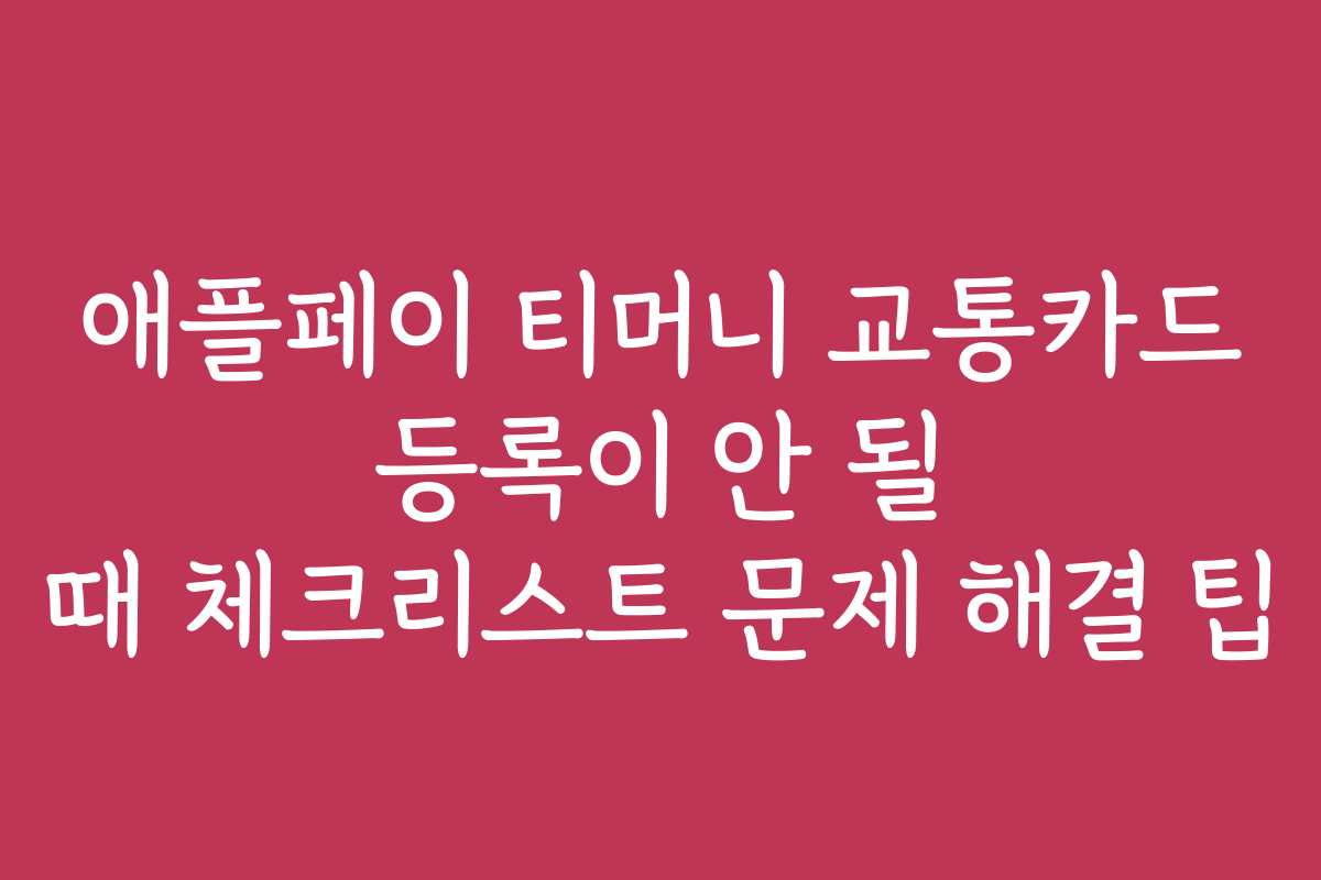 애플페이 티머니 교통카드 등록이 안 될 때 체크리스트 문제 해결 팁