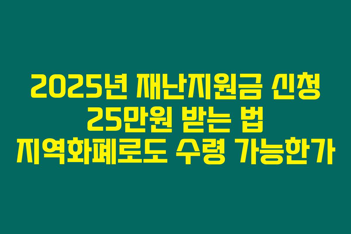 2025년 재난지원금 신청 25만원 받는 법 지역화폐로도 수령 가능한가