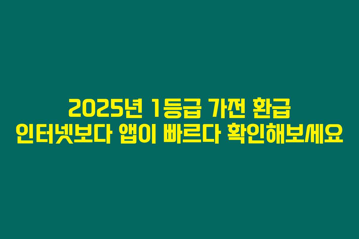 2025년 1등급 가전 환급 인터넷보다 앱이 빠르다 확인해보세요
