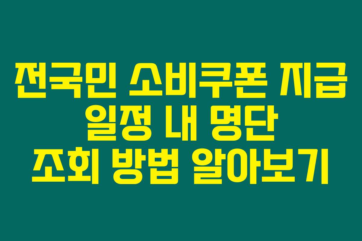 전국민 소비쿠폰 지급 일정 내 명단 조회 방법 알아보기