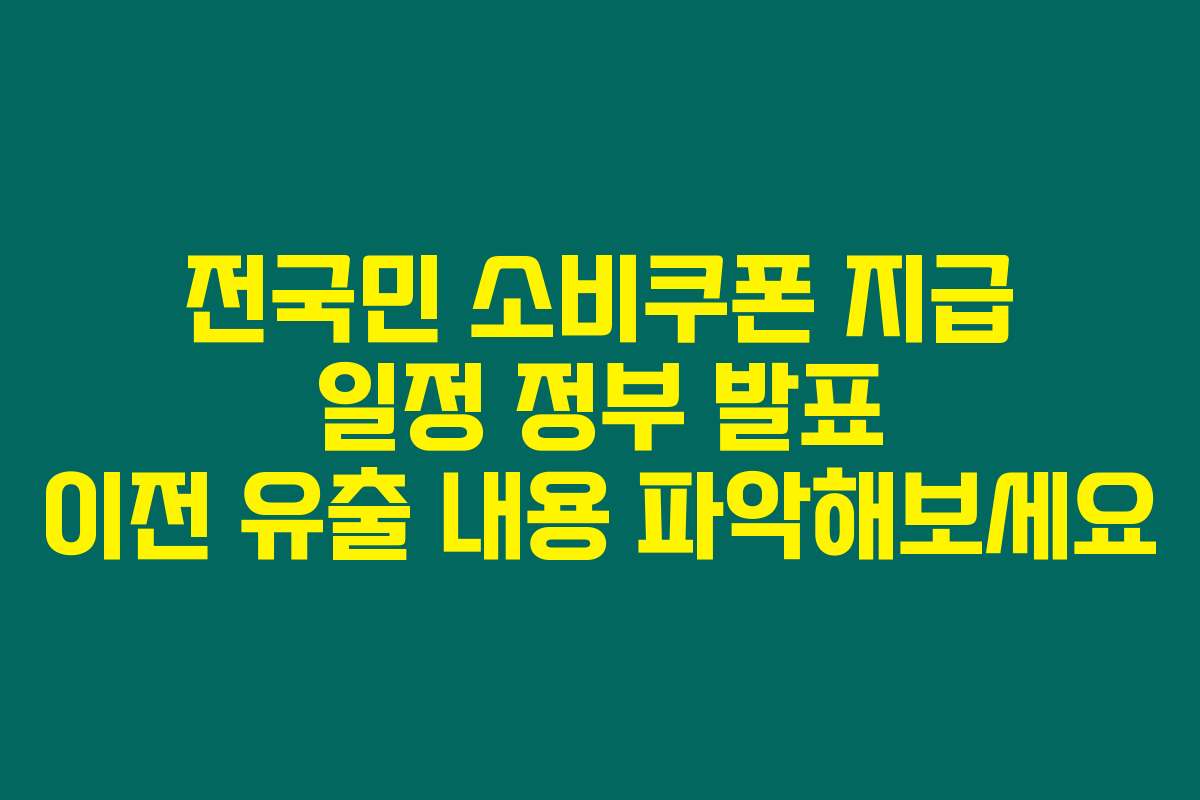 전국민 소비쿠폰 지급 일정 정부 발표 이전 유출 내용 파악해보세요