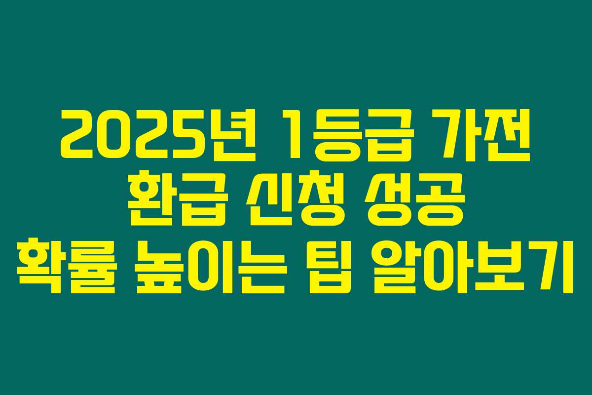 2025년 1등급 가전 환급 신청 성공 확률 높이는 팁 알아보기