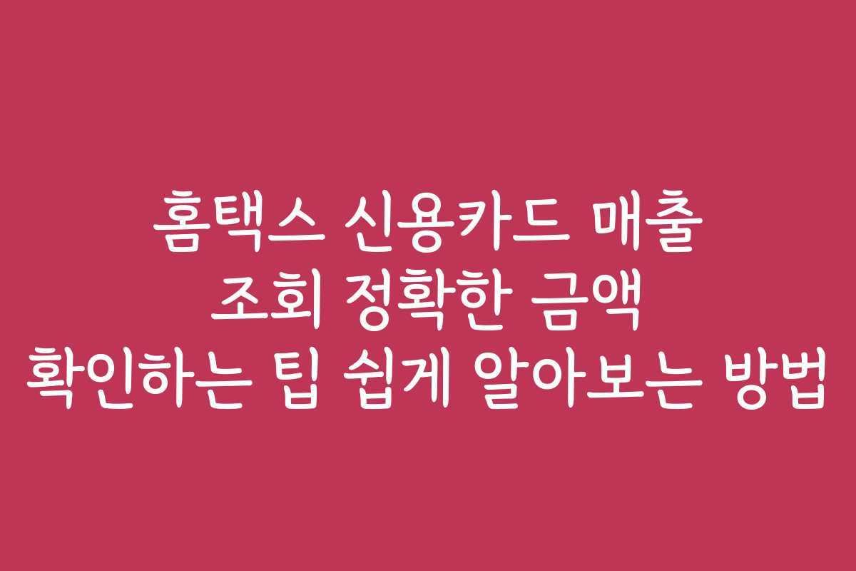 홈택스 신용카드 매출 조회 정확한 금액 확인하는 팁 쉽게 알아보는 방법