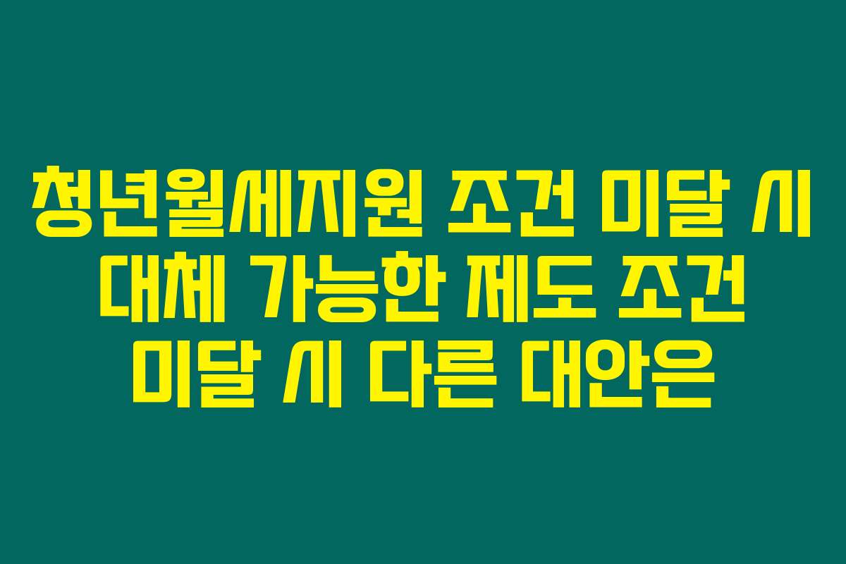 청년월세지원 조건 미달 시 대체 가능한 제도 조건 미달 시 다른 대안은 청년월세지원 조건 미달 시 대체 가능한 제도 조건 미달 시 다른 대안은