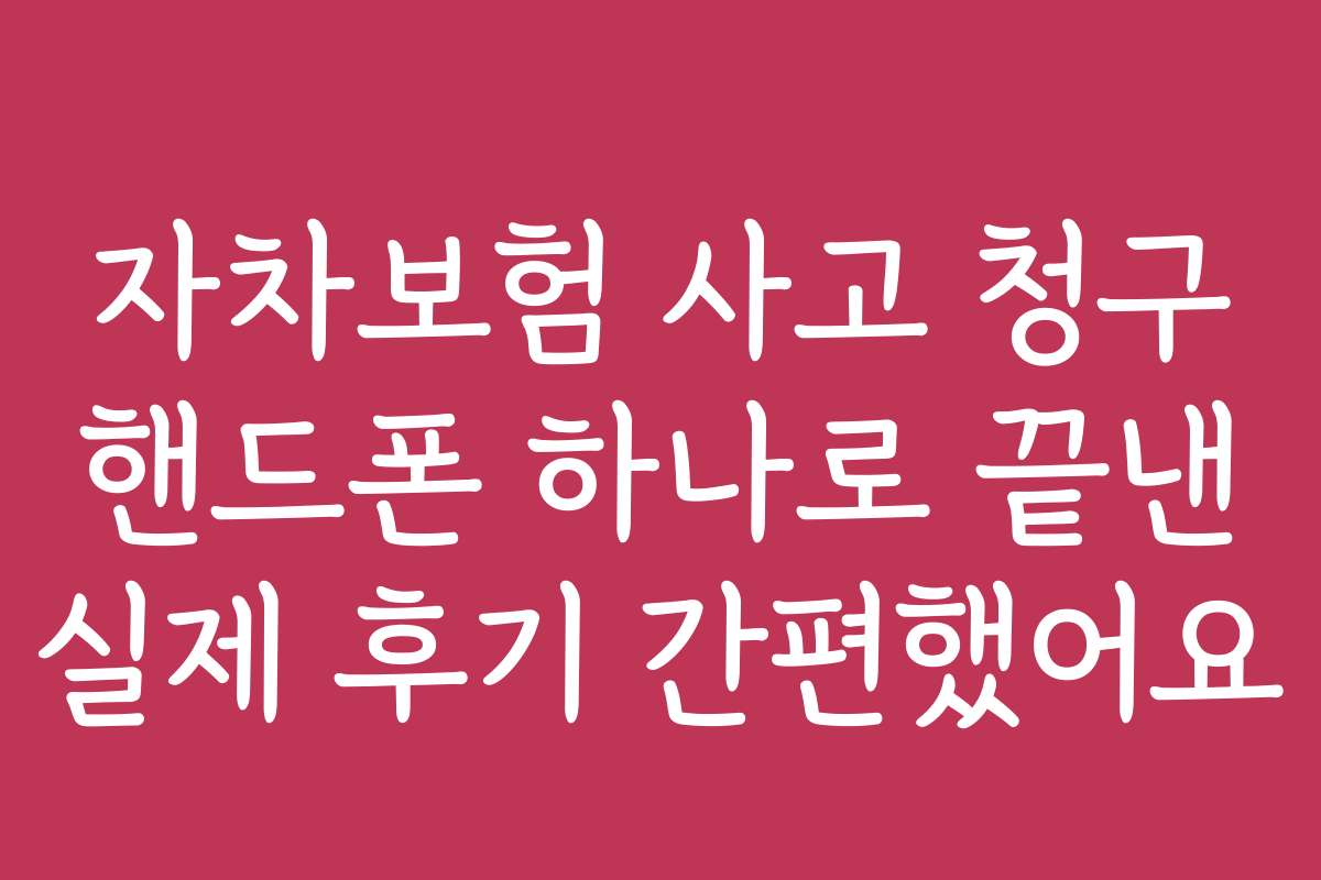 자차보험 사고 청구 핸드폰 하나로 끝낸 실제 후기 간편했어요