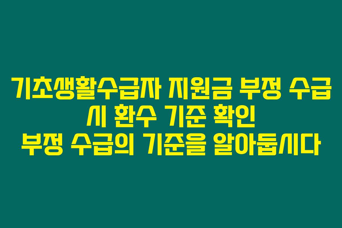 기초생활수급자 지원금 부정 수급 시 환수 기준 확인 부정 수급의 기준을 알아둡시다