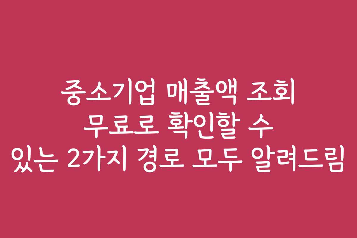 중소기업 매출액 조회 무료로 확인할 수 있는 2가지 경로 모두 알려드림