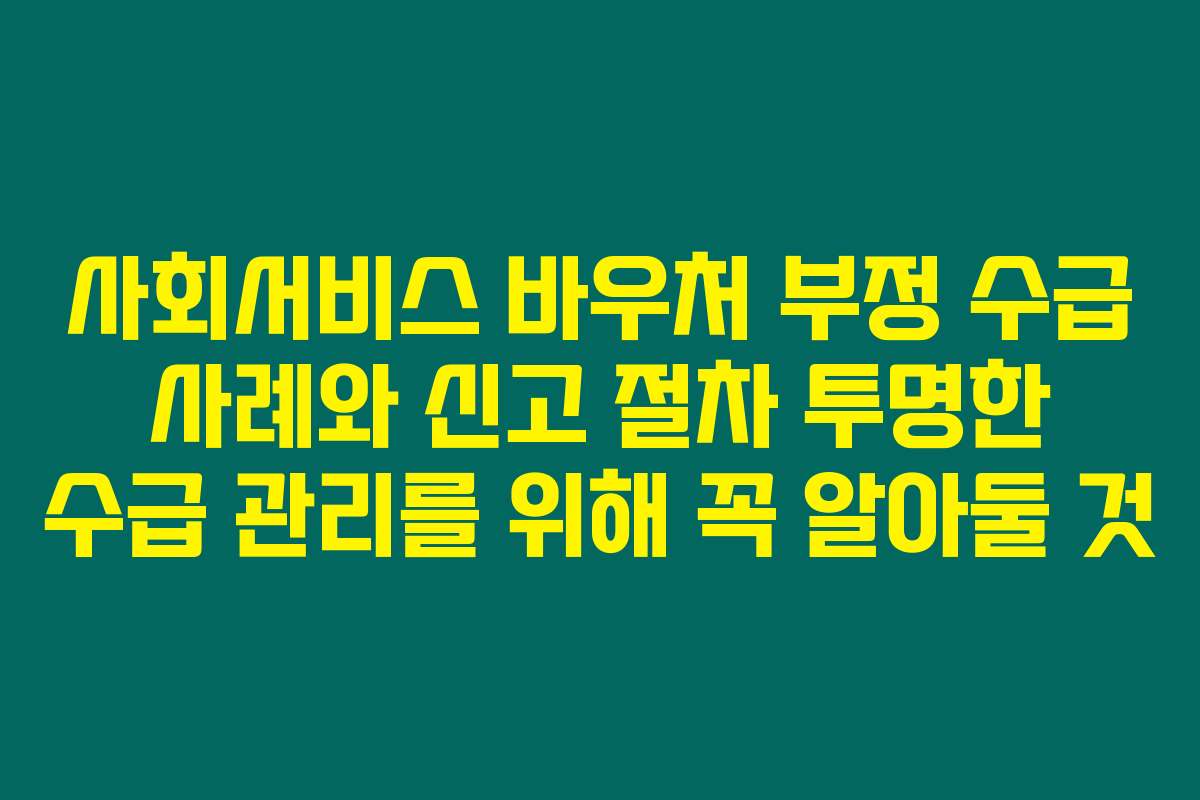 사회서비스 바우처 부정 수급 사례와 신고 절차 투명한 수급 관리를 위해 꼭 알아둘 것