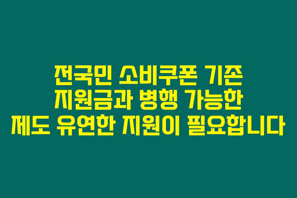 전국민 소비쿠폰 기존 지원금과 병행 가능한 제도 유연한 지원이 필요합니다