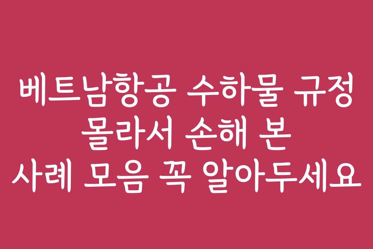 베트남항공 수하물 규정 몰라서 손해 본 사례 모음 꼭 알아두세요