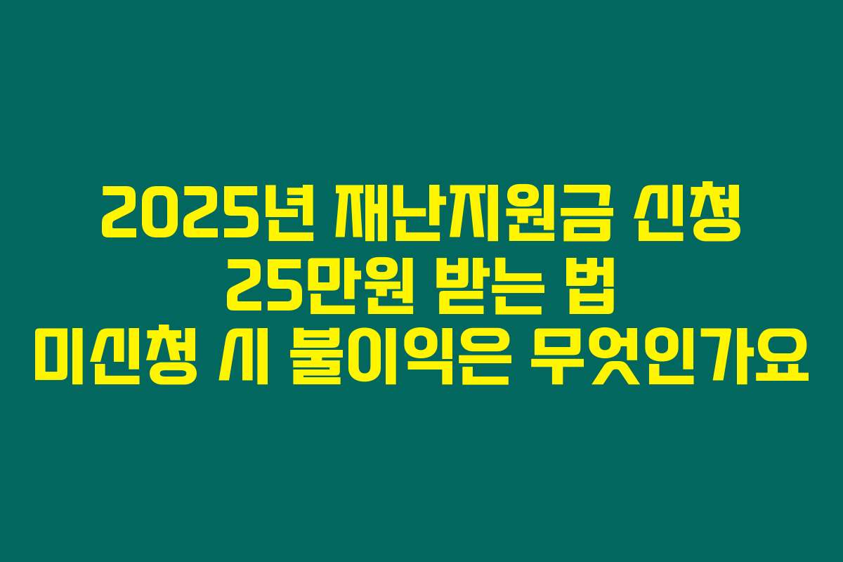 2025년 재난지원금 신청 25만원 받는 법 미신청 시 불이익은 무엇인가요