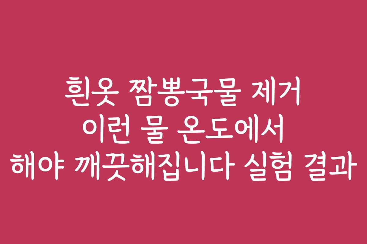 흰옷 짬뽕국물 제거 이런 물 온도에서 해야 깨끗해집니다 실험 결과