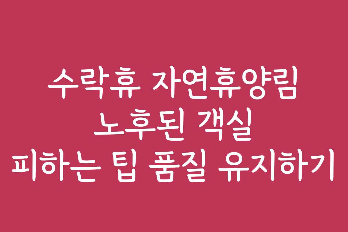 수락휴 자연휴양림 노후된 객실 피하는 팁 품질 유지하기