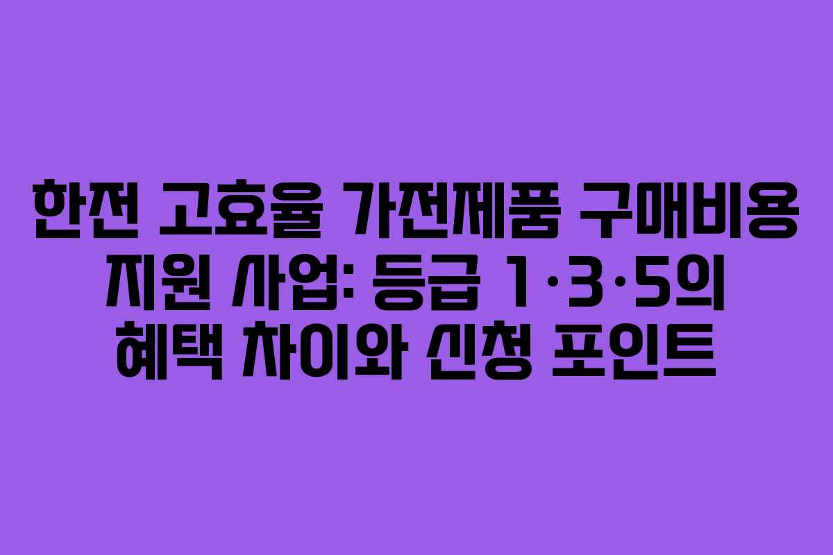 한전 고효율 가전제품 구매비용 지원 사업: 등급 1·3·5의 혜택 차이와 신청 포인트