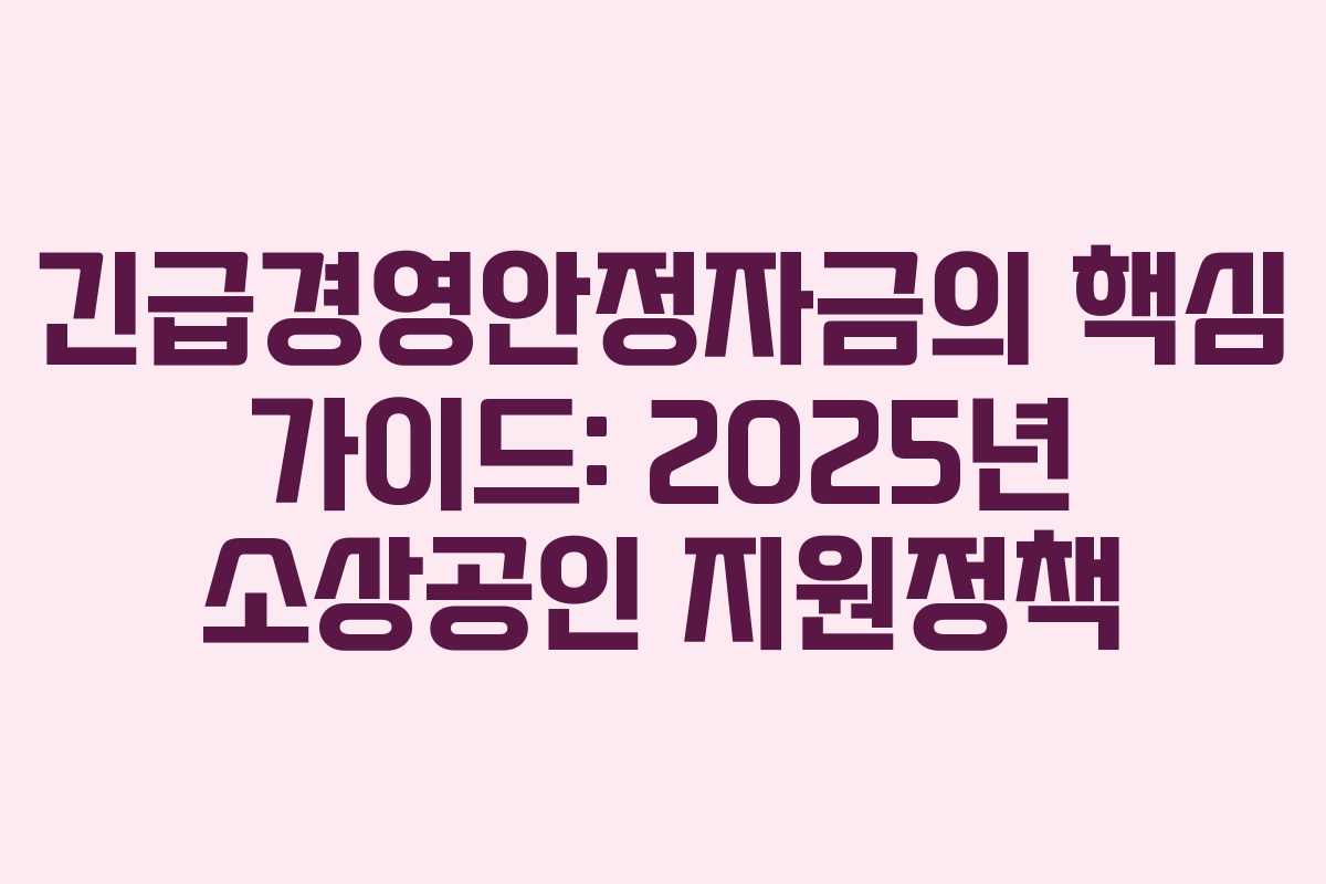 긴급경영안정자금의 핵심 가이드: 2025년 소상공인 지원정책
