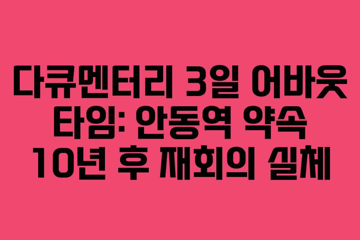다큐멘터리 3일 어바웃 타임: 안동역 약속 10년 후 재회의 실체