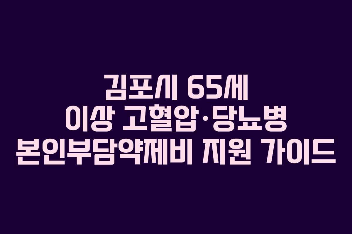 김포시 65세 이상 고혈압·당뇨병 본인부담약제비 지원 가이드