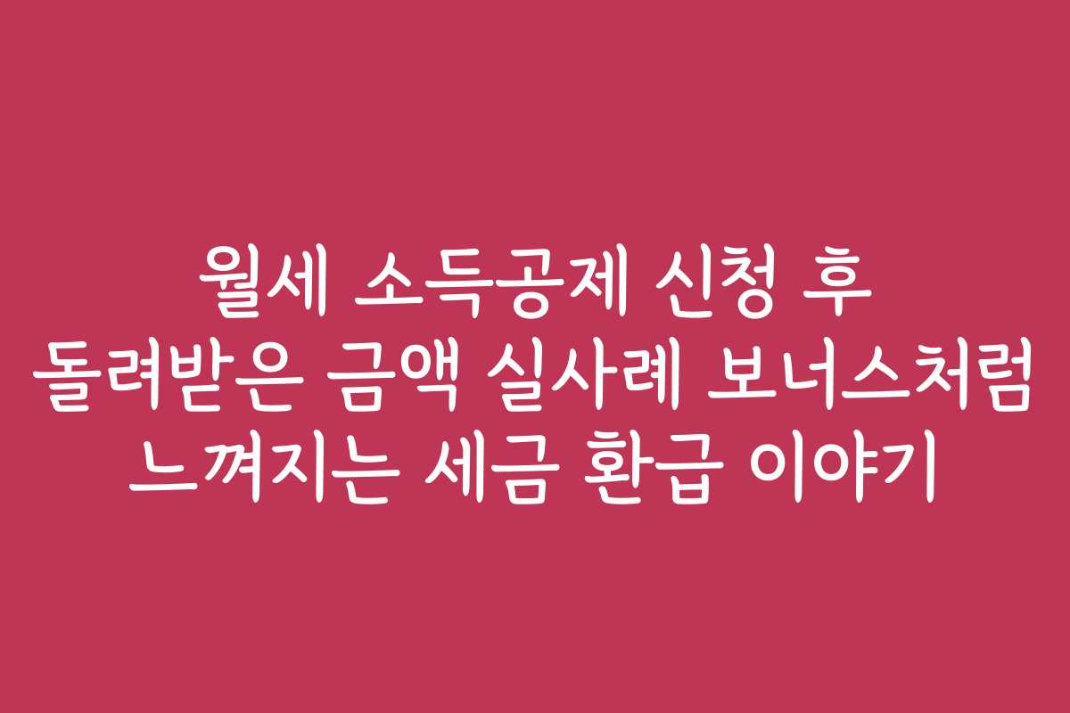 월세 소득공제 신청 후 돌려받은 금액 실사례 보너스처럼 느껴지는 세금 환급 이야기