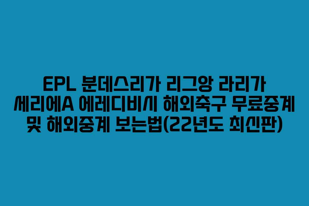 EPL 분데스리가 리그앙 라리가 세리에A 에레디비시 해외축구 무료중계 및 해외중계 보는법(22년도 최신판)