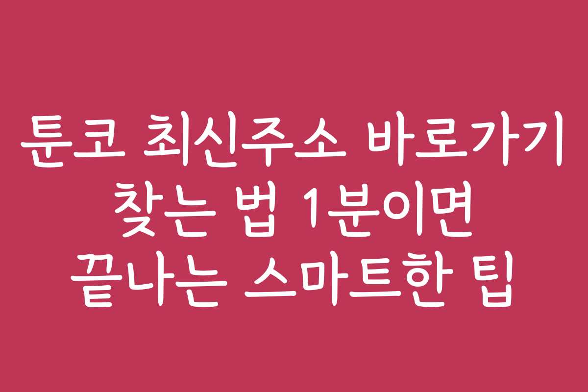 툰코 최신주소 바로가기 찾는 법 1분이면 끝나는 스마트한 팁
