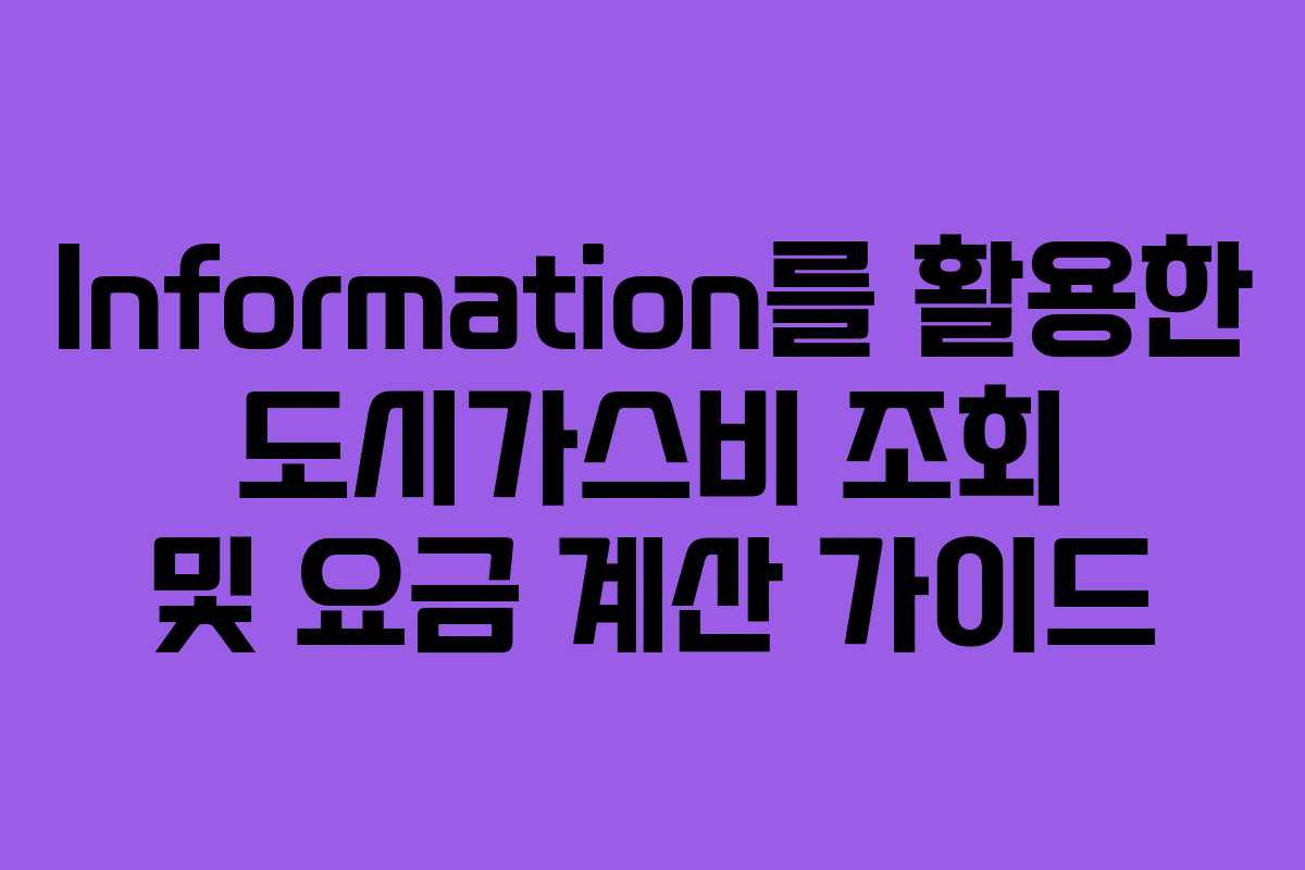 Information를 활용한 도시가스비 조회 및 요금 계산 가이드