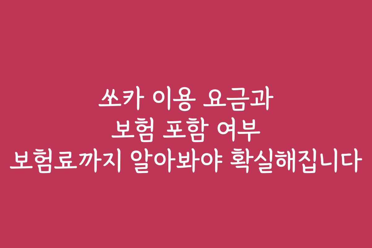 쏘카 이용 요금과 보험 포함 여부 보험료까지 알아봐야 확실해집니다