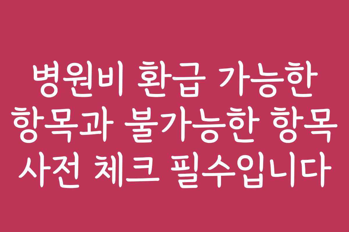 병원비 환급 가능한 항목과 불가능한 항목 사전 체크 필수입니다