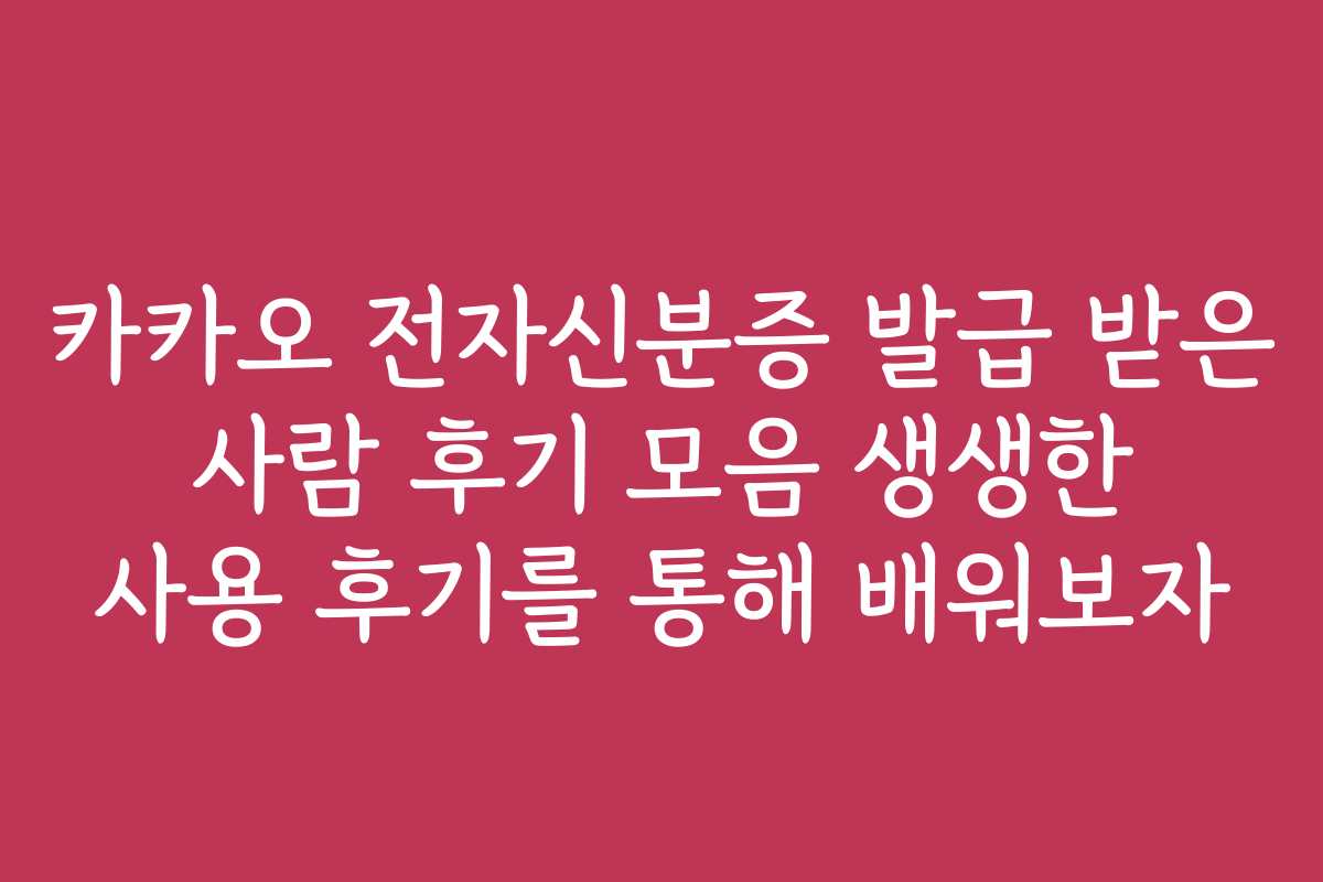 카카오 전자신분증 발급 받은 사람 후기 모음 생생한 사용 후기를 통해 배워보자