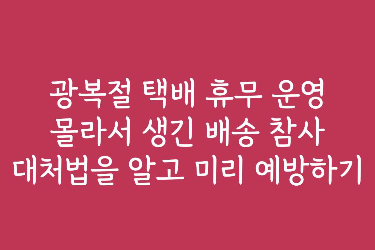 광복절 택배 휴무 운영 몰라서 생긴 배송 참사 대처법을 알고 미리 예방하기