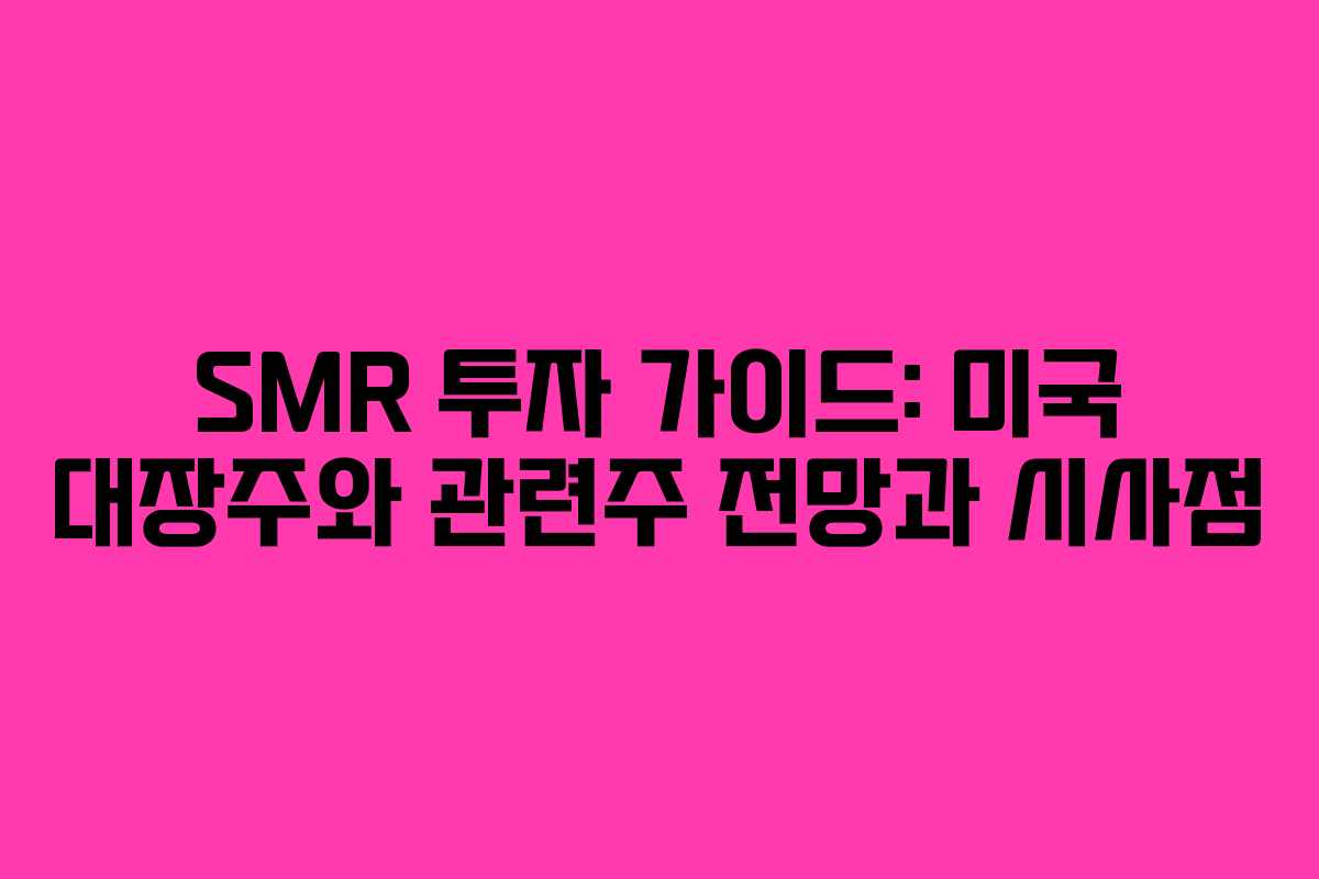 SMR 투자 가이드: 미국 대장주와 관련주 전망과 시사점