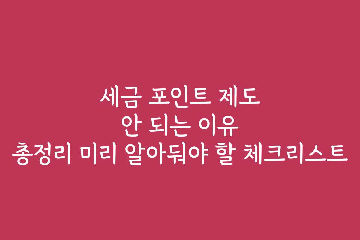 세금 포인트 제도 안 되는 이유 총정리 미리 알아둬야 할 체크리스트