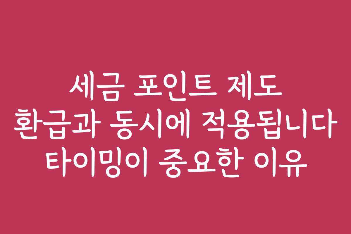 세금 포인트 제도 환급과 동시에 적용됩니다 타이밍이 중요한 이유
