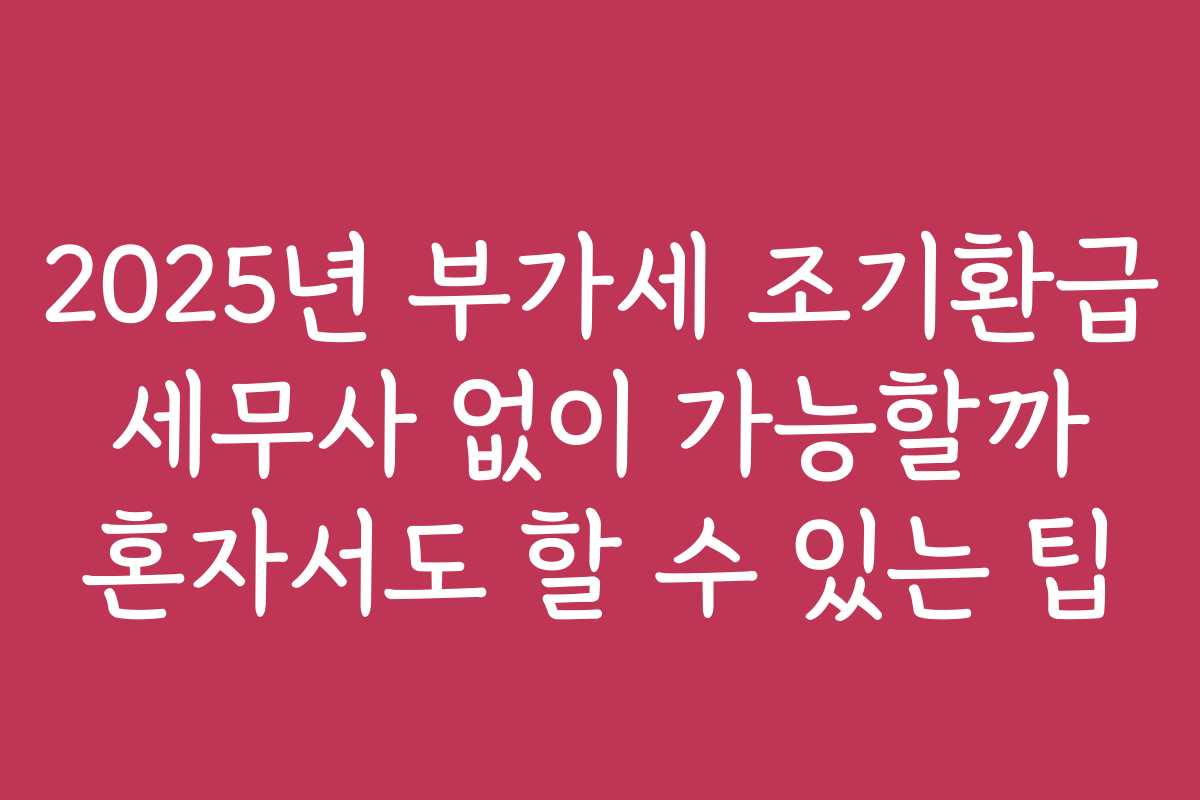 2025년 부가세 조기환급 세무사 없이 가능할까 혼자서도 할 수 있는 팁