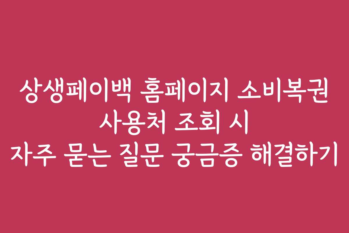 상생페이백 홈페이지 소비복권 사용처 조회 시 자주 묻는 질문 궁금증 해결하기
