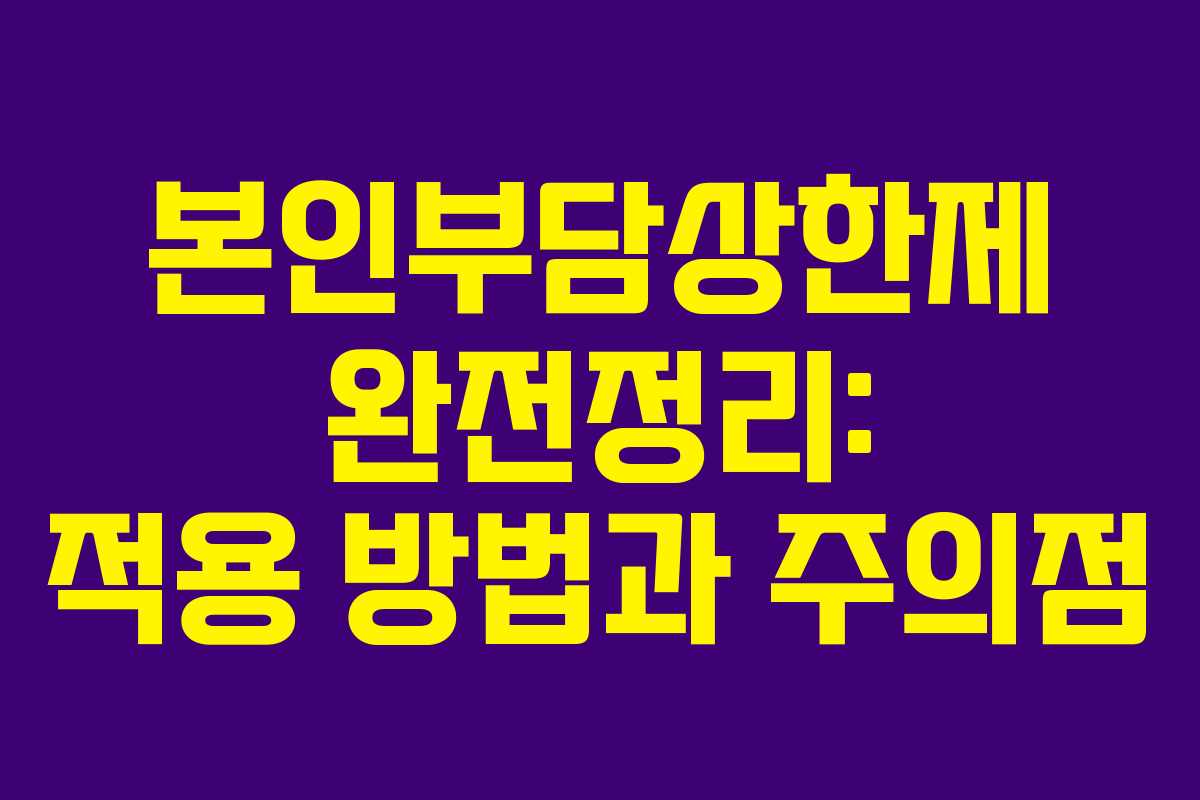 본인부담상한제 완전정리: 적용 방법과 주의점