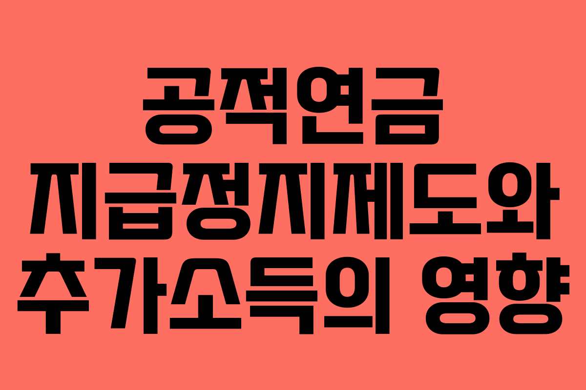 공적연금 지급정지제도와 추가소득의 영향