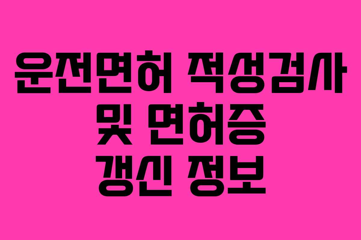 운전면허 적성검사 및 면허증 갱신 정보