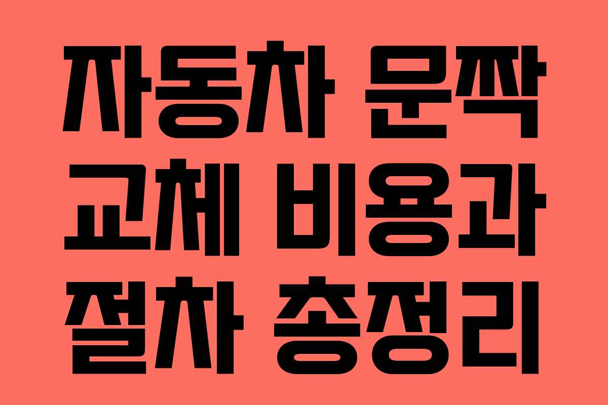 자동차 문짝 교체 비용과 절차 총정리